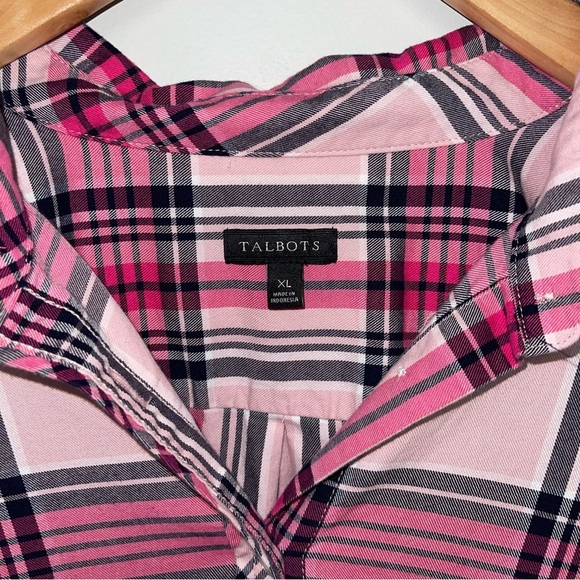 Talbots Plaid Button-Down Women's Size XL Pink‎ Quartz Classic Cotton Shirt - Picture 4 of 8